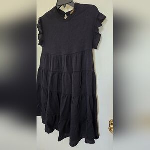 Elegant Black Ruffle Mini Dress